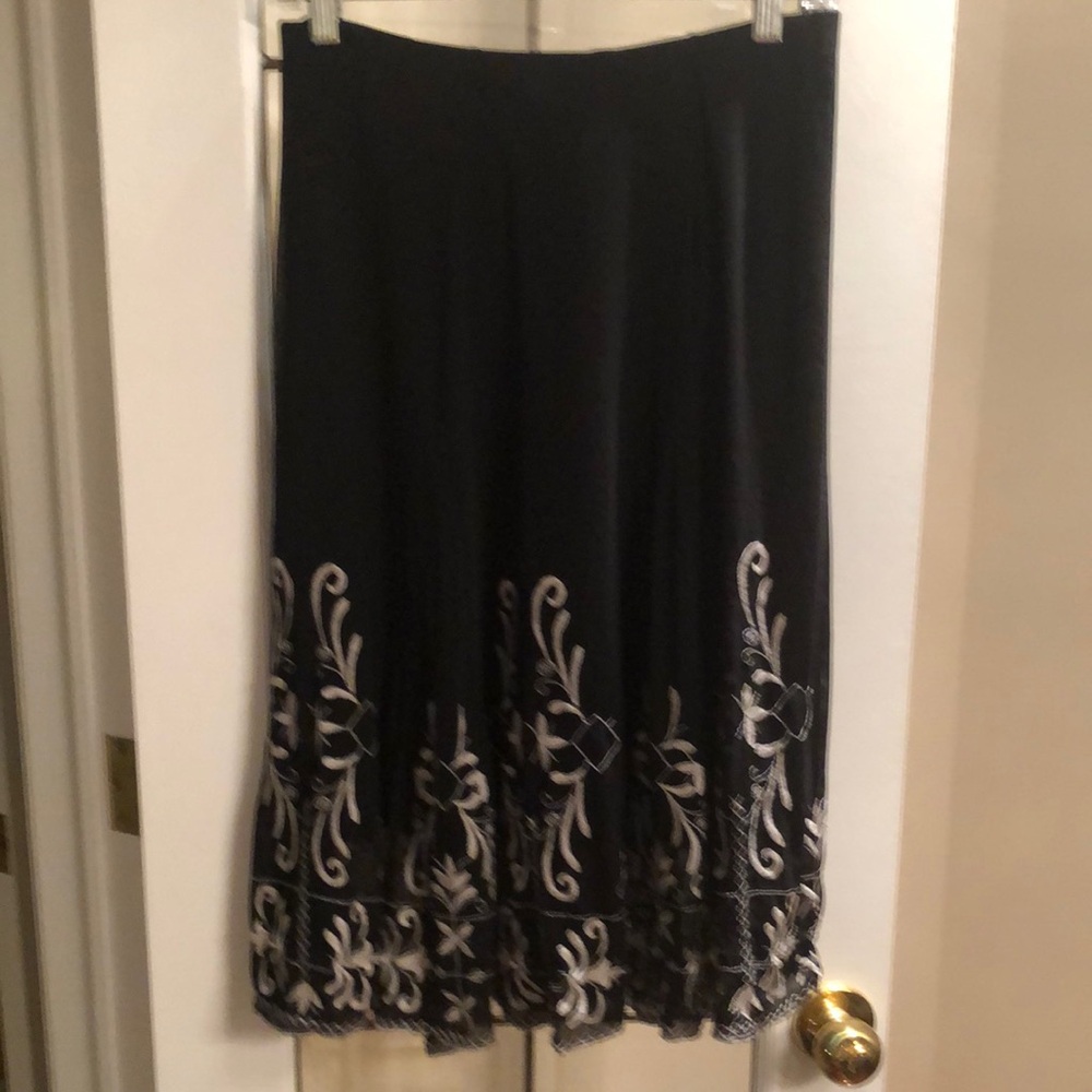 Elegant Black and White Embroidered Skirt
